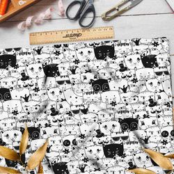 Ткань бязь толпа креативных кошек