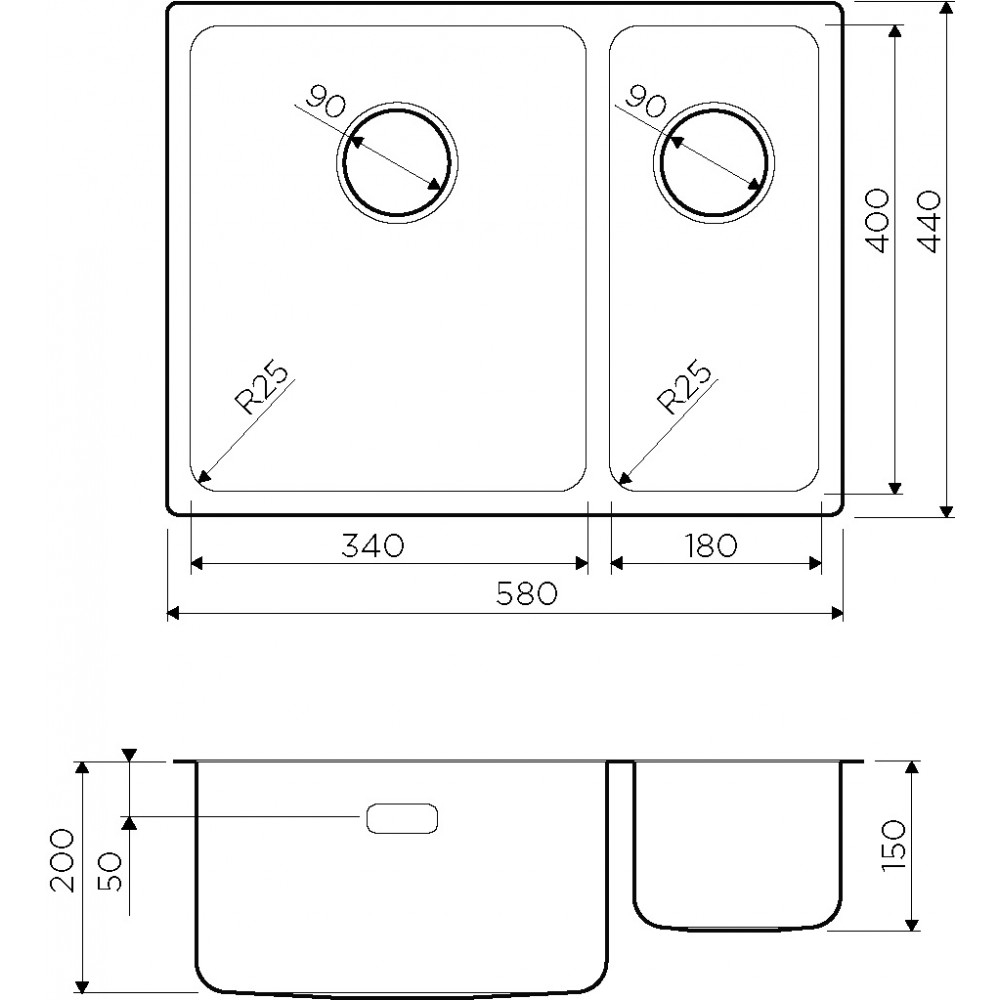Кухонная мойка Omoikiri Tadzava 58-2-U/IF-IN-L