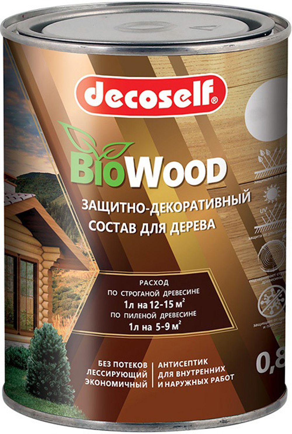 !!! Антисептик лессирующий для дерева ОРЕХ, Decoself 0,8л.