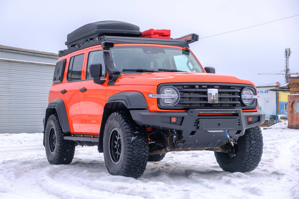Tank300 Бампер силовой передний STC с противотуманными фарами СТГ и 2-х цветной балкой дальнего света