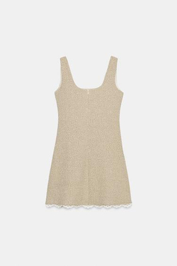 ZARA КОРОТКОЕ ПЛАТЬЕ ИЗ РЕЛЬЕФНОЙ ТКАНИ, БЕЖЕВЫЙ