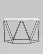 Консоль Авалон 122*41 серый мрамор сталь темный хром