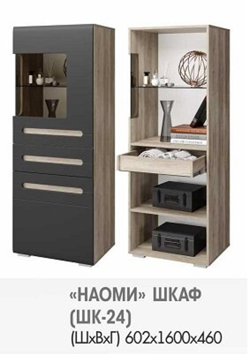 Шкаф распашной Наоми ШК-24 F24