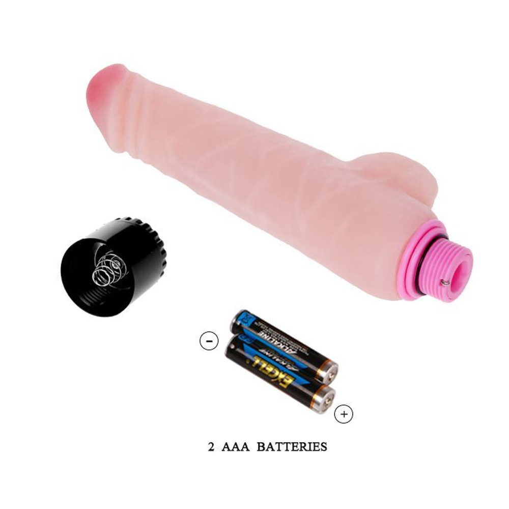 Вибратор Baile The Realistic Cock, телесный, 24 см, с мошонкой