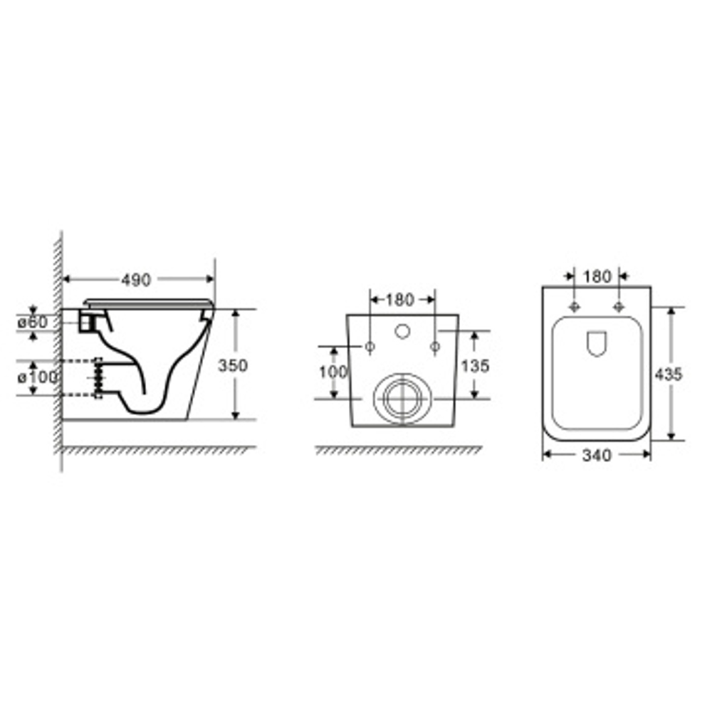 Унитаз подвесной Azario Teramo 340х490х350 безободковый, система слива "Скрытое торнадо", в комплекте с сиденьем микролифт (AZ-0052-UQ3)