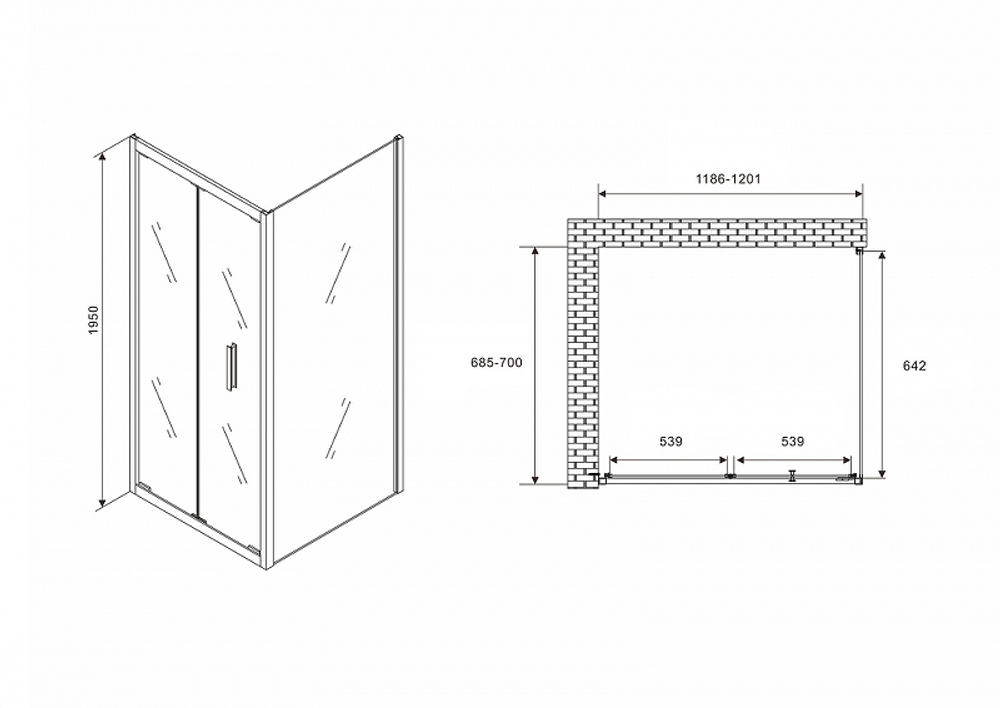 Душевой уголок Abber Sonnenstrand 120x70 AG07120-S70 профиль Хром стекло прозрачное