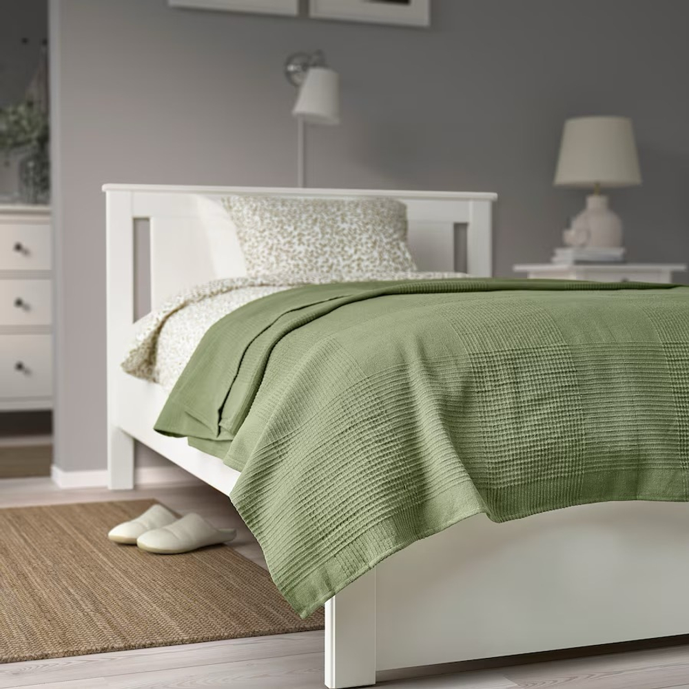 ИНДИРА INDIRA Покрывало 230x250 см, серо-зеленое
