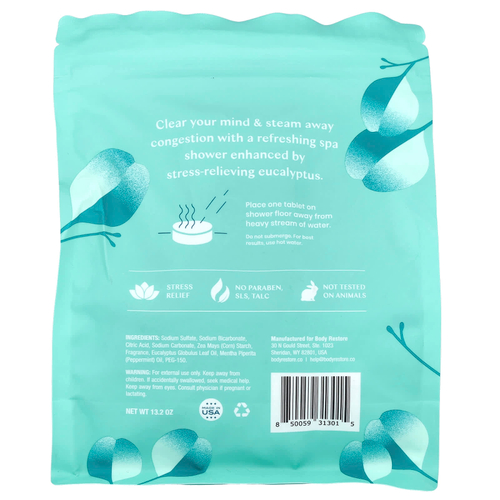 Body Restore, Пароварки для душа, эвкалипт, 15 таблеток, 13,2 унции