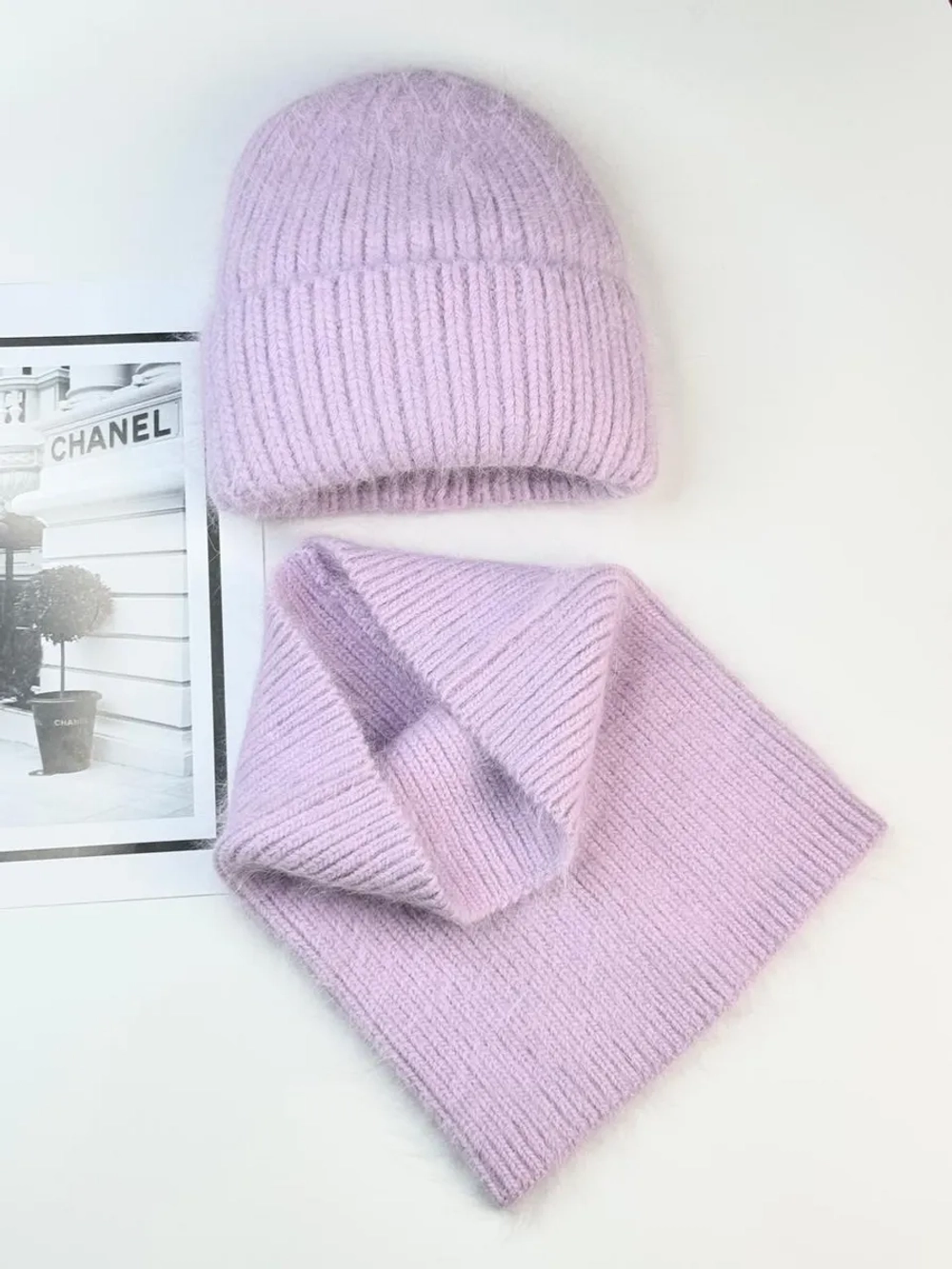 комплект шапка с шарфом- снуд зимний вязаный