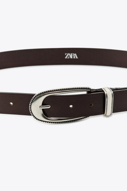ZARA РЕМЕНЬ С МЕТАЛЛИЧЕСКОЙ ПРЯЖКОЙ, КОРИЧНЕВЫЙ