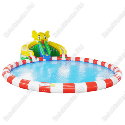 Надувной наземный аквапарк «Морской слон» 19*14*5 м, размер бассейна 14*14*0.8 м