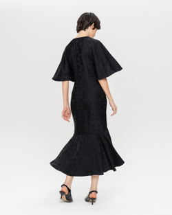 Платье миди из вискозы со струящимися рукавами