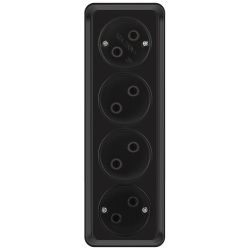 Розетка Intro Quadro 2-207-05 четверная без заземления 4х2P 16А-250В IP20 ОУ антрацит | Intro