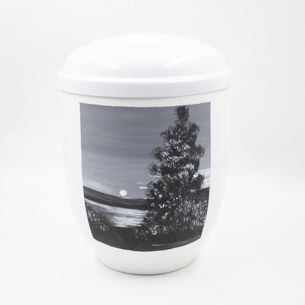 Урна для праха металл белый "Берег"