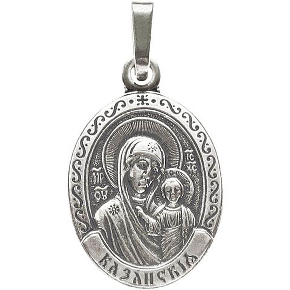 Казанская Божия Матерь. Нательная икона посеребренная.