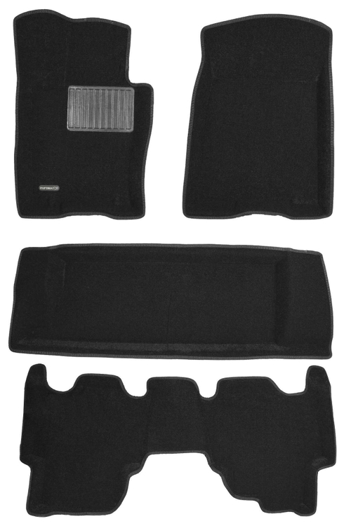 Коврики салона для KIA Mohave 2021- (3 ряда сид.) Euromat 3D Business черные. Арт. EMC3D-002906