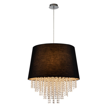 Подвесной светильник 5х60Вт Е27, металл/ткань/хрусталь,  чёрный
