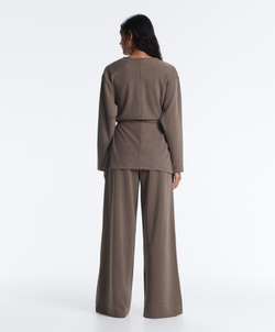 OYSHO Прямые брюки с асимметричной полосой и модалом, серо-лиловый