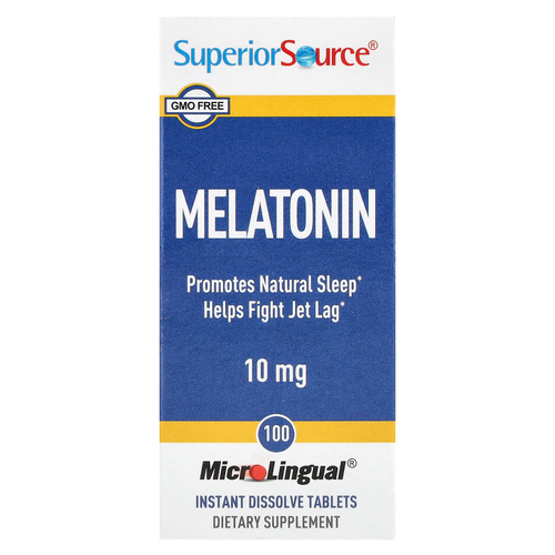 Superior Source, мелатонин, 10 мг, 100 быстрорастворимых таблеток MicroLingual®
