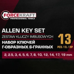 Ключи Г-образные 6-гранные, набор 13пр. (2, 2.5, 3-8, 10, 12, 14, 17, 19мм) FORCEKRAFT FK-5137C