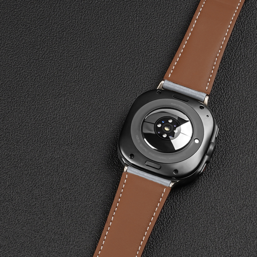 Ремешок из натуральной кожи серого цвета от Dux Ducis для смарт часов Samsung Watch Ultra 47MM, серия YA Series