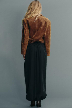 ZARA БРЮКИ-БАГГИ ИЗ СТРУЯЩЕЙСЯ ТКАНИ, ЧЕРНЫЙ