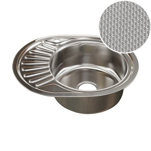 Мойка овал 57х45 (0,8) прав вып 3 1/2 MIXLINE 18 см с сифоном ДЕКОР