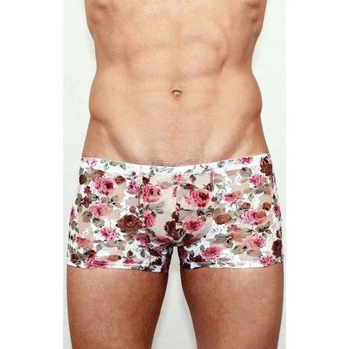 Мужские трусы боксеры белые с розами Romeo Rossi Boxer RR00227