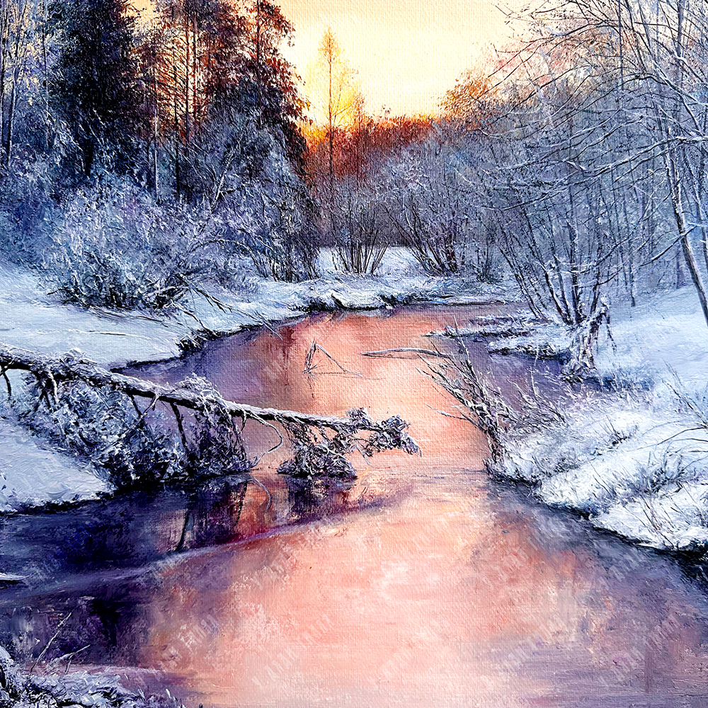 Вохмин И. Зимний вечер. Холст, масло. Россия. 2024.