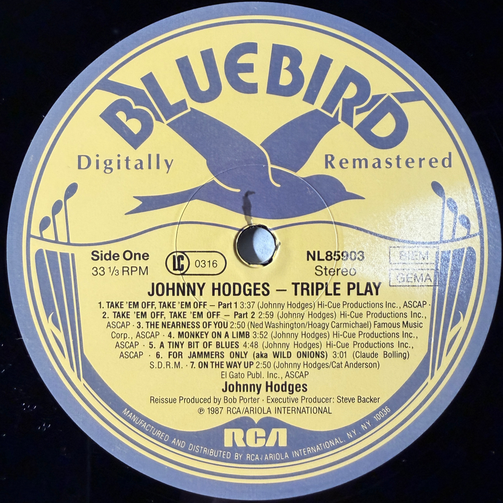 Johnny Hodges ‎– Triple Play (Европа 1987г.)Т