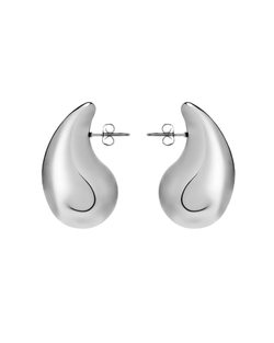 Серьги гладкий металл капля, серебро