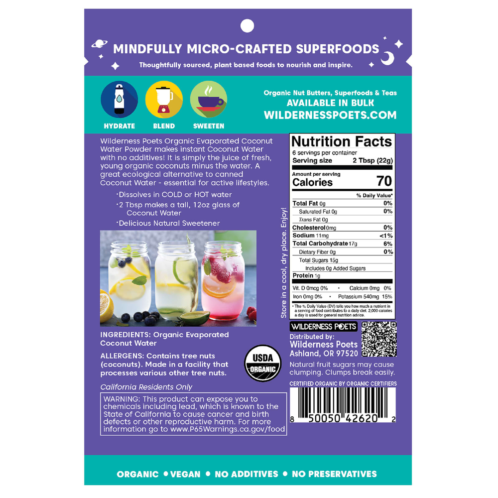 Wilderness Poets, органический порошок из выпаренной кокосовой воды, 113 г (4 унции)