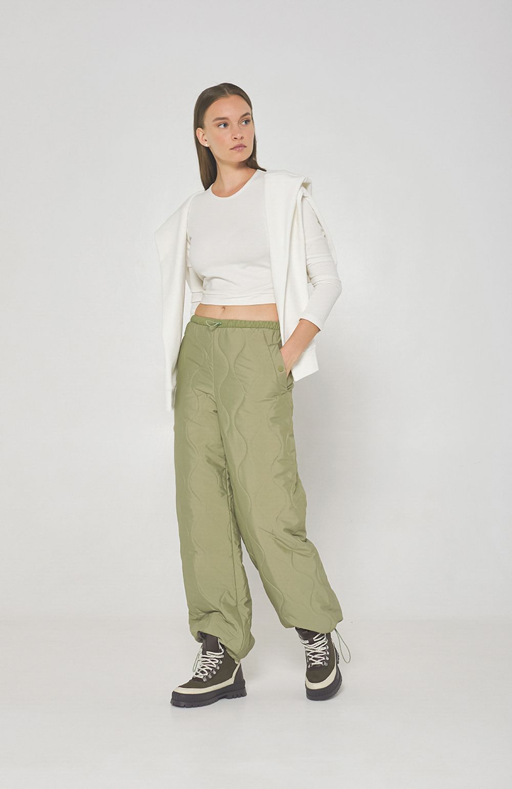 Брюки Alexandra Talalay стёганые AT019 фисташковые