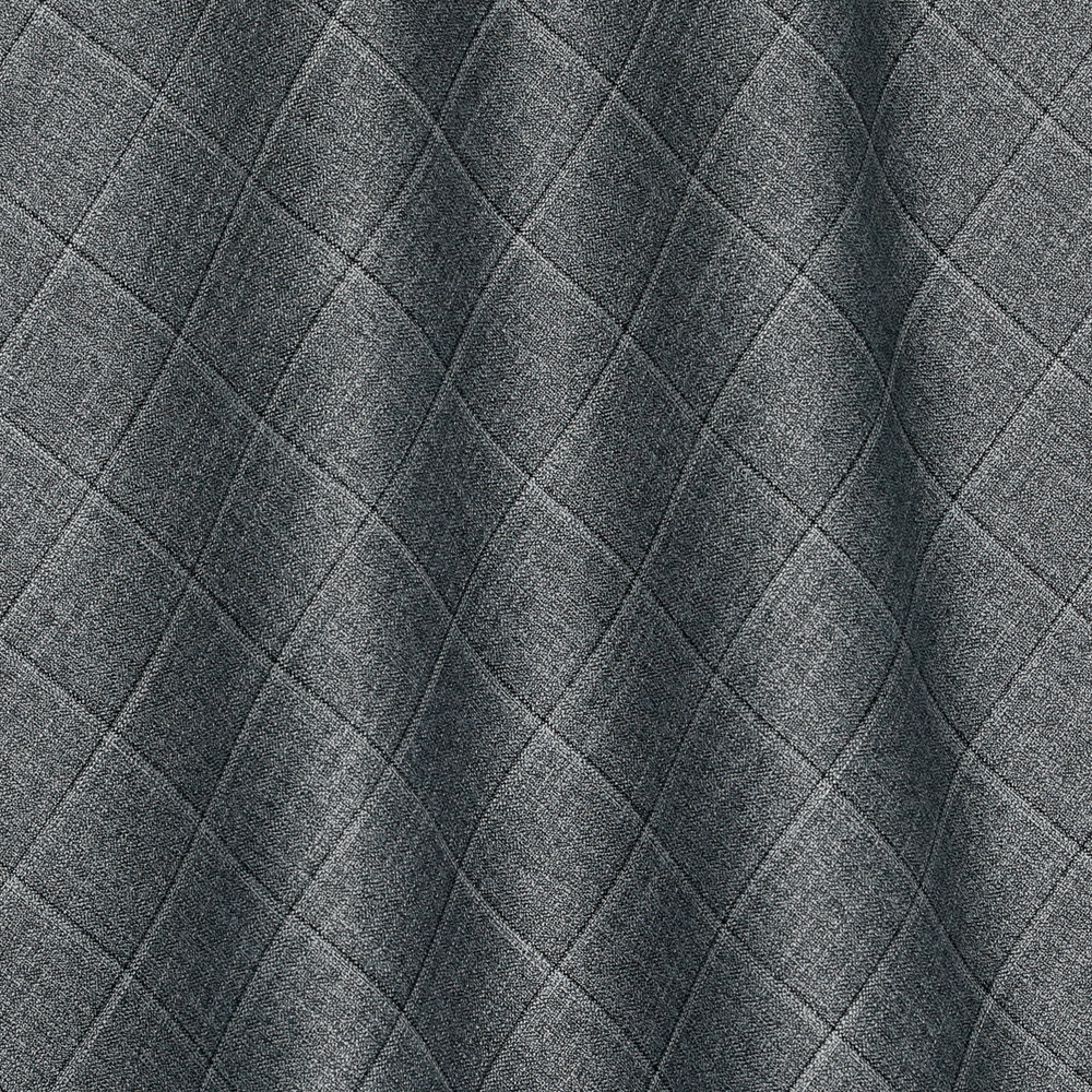 Шерстяная ткань с шёлком и льном серого цвета в клетку