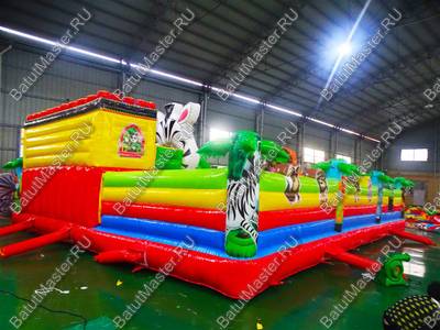 Коммерческий надувной батут "Зверята на радуге" 12*9*2.8 м.