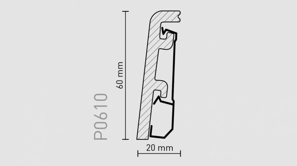 Плинтус Vega белый под покраску, 2400x60x20 мм