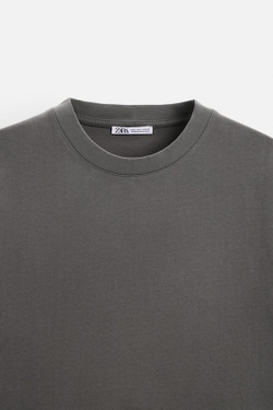 ZARA БАЗОВАЯ ФУТБОЛКА HEAVY WEIGHT, АНТРАЦИТОВО-СЕРЫЙ