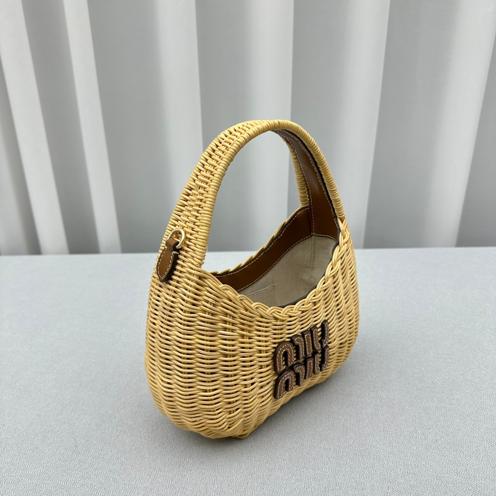 Miu Miu Wander Wicker Hobo Bag