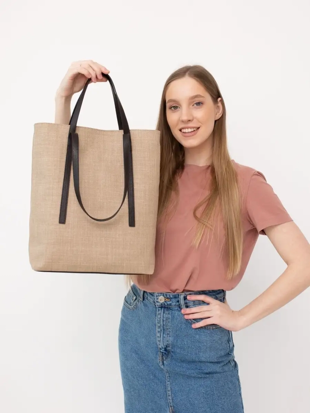 сумка большая через плечо шоппер тканевый