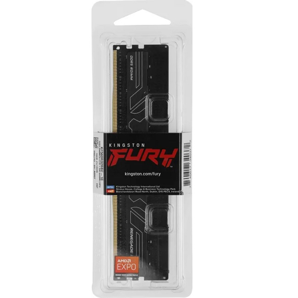 Серверная оперативная память DIMM DDR5 16Gb, 6000Mhz, Kingston FURY Renegade Pro ECC REG, CL32, 1.35V (KF560R32RBE-16)