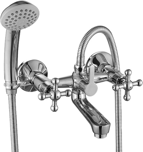 Смеситель G02-83 ROSSINKA для ванны с коротким изливом с держателем на теле, хром