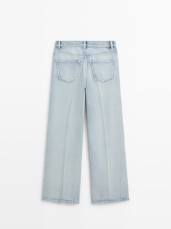 Massimo Dutti Джинсы-палаццо с высокой талией, светло-голубой
