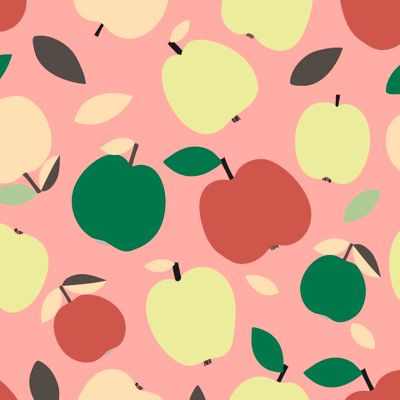 Яркий фруктовый  паттерн с яблоками