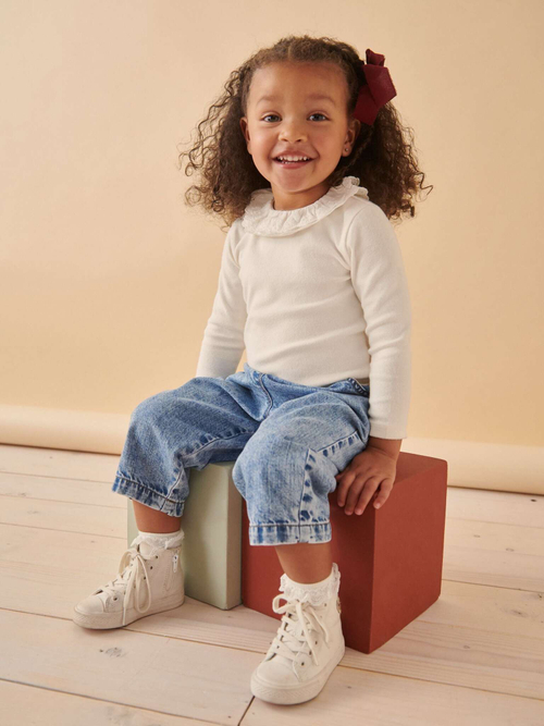 Лонгслив с воротником для девочки Next 168-478, Кремовый