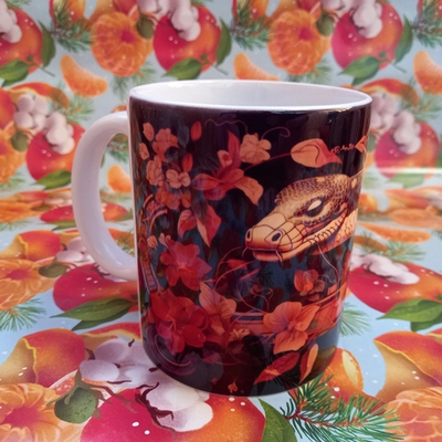 Кружка 300 мл керамика Змея символ мудрость и прорицания №0001 (белая)