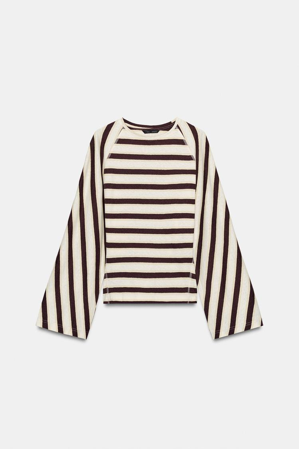 ZARA ФУТБОЛКА В ПОЛОСКУ ИЗ ХЛОПКА И ЛЬНА, ПОЛОСКИ