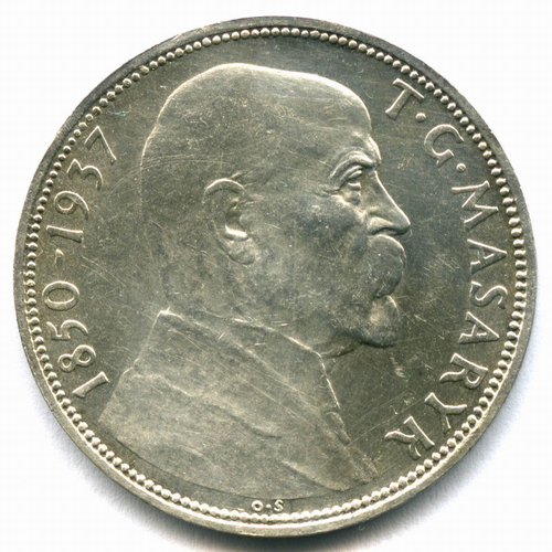 20 крон 1937. Чехословакия (на смерть президента Масарика). Серебро XF