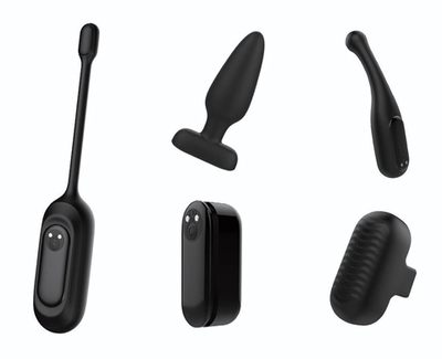 Черный вибронабор из 5 предметов (Цвет: черный)