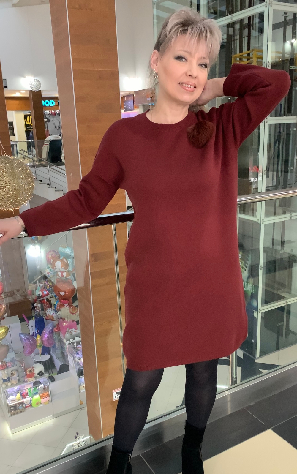 Терракотовое итальянское платье с помпоном