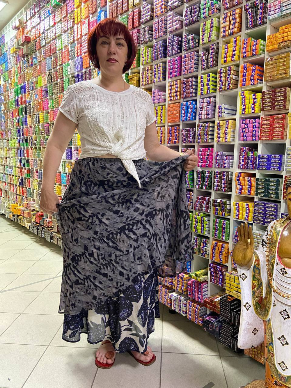 Юбка двухсторонняя на резинке, Креп-жоржет, длина 95 см, free size (44-54) 161433